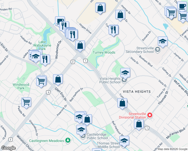 map of restaurants, bars, coffee shops, grocery stores, and more near 5904 Chorley Place in Mississauga