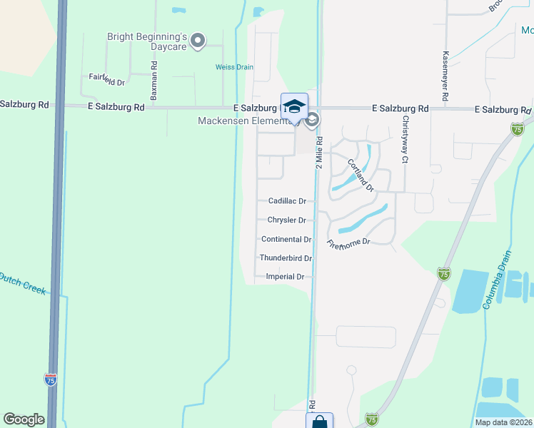 map of restaurants, bars, coffee shops, grocery stores, and more near 2915 Cadillac Drive in Bay City
