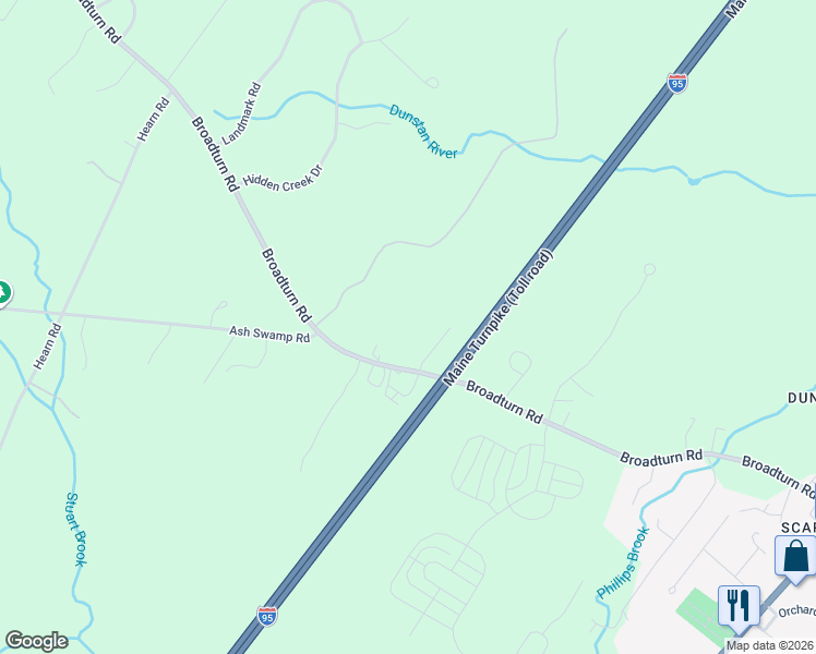 map of restaurants, bars, coffee shops, grocery stores, and more near 1 Cranberry Pines Road in Scarborough