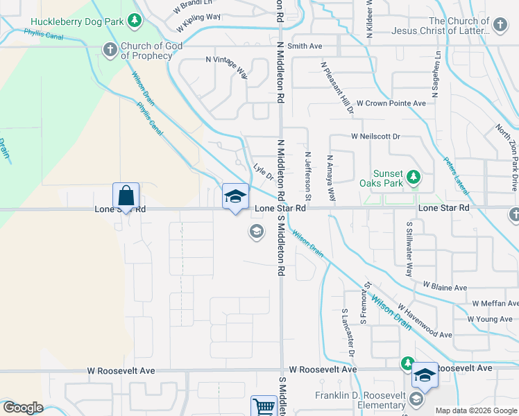 map of restaurants, bars, coffee shops, grocery stores, and more near 11086 Lone Star Road in Nampa