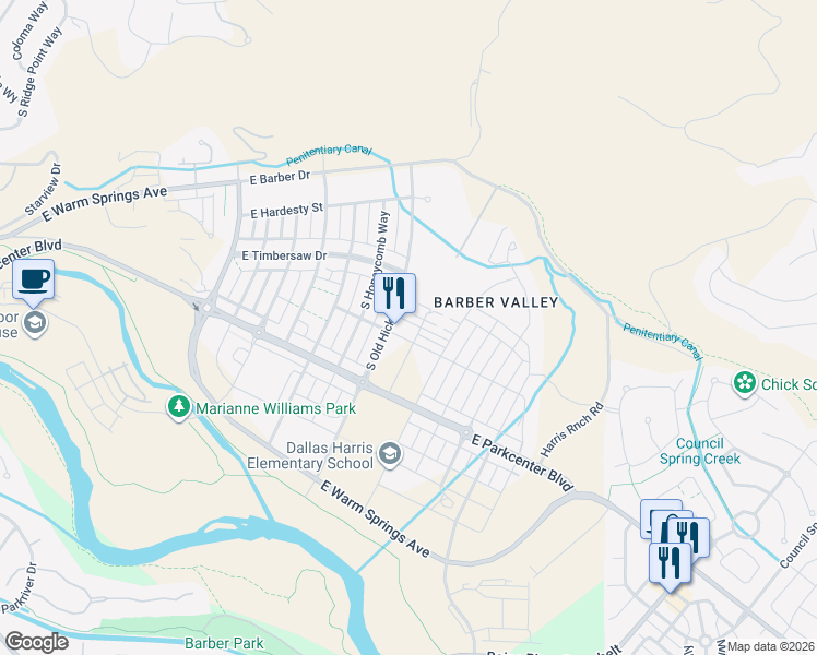 map of restaurants, bars, coffee shops, grocery stores, and more near 2947 Shady Lane in Boise