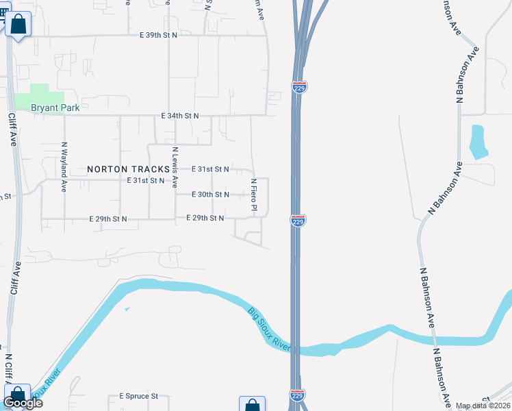 map of restaurants, bars, coffee shops, grocery stores, and more near 2900-3098 N Fiero Pl in Sioux Falls
