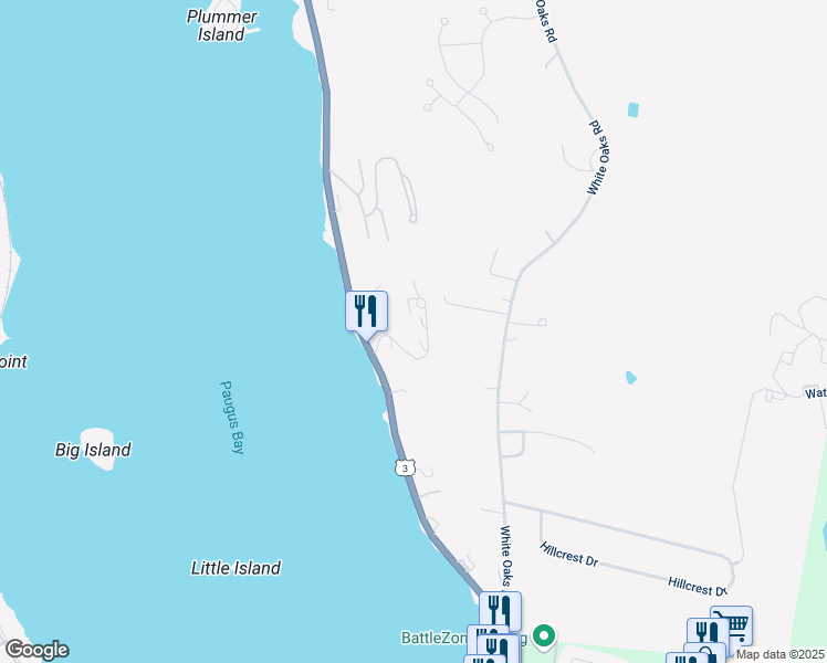 map of restaurants, bars, coffee shops, grocery stores, and more near 257 Weirs Boulevard in Laconia