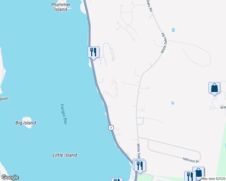 map of restaurants, bars, coffee shops, grocery stores, and more near 257 Weirs Boulevard in Laconia