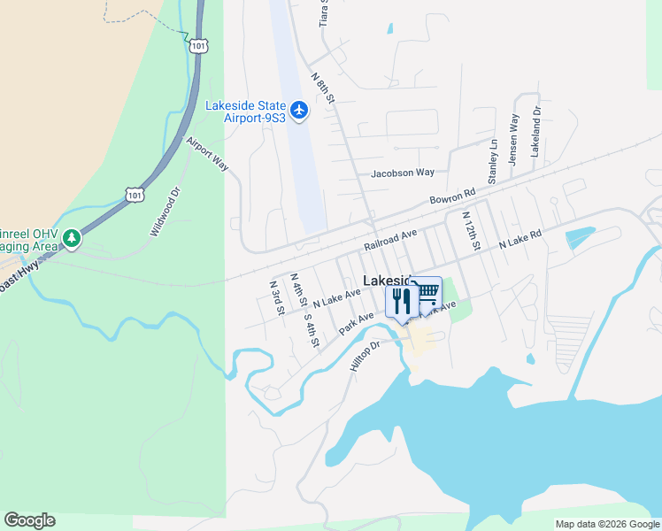 map of restaurants, bars, coffee shops, grocery stores, and more near 185 North 6th Street in Lakeside
