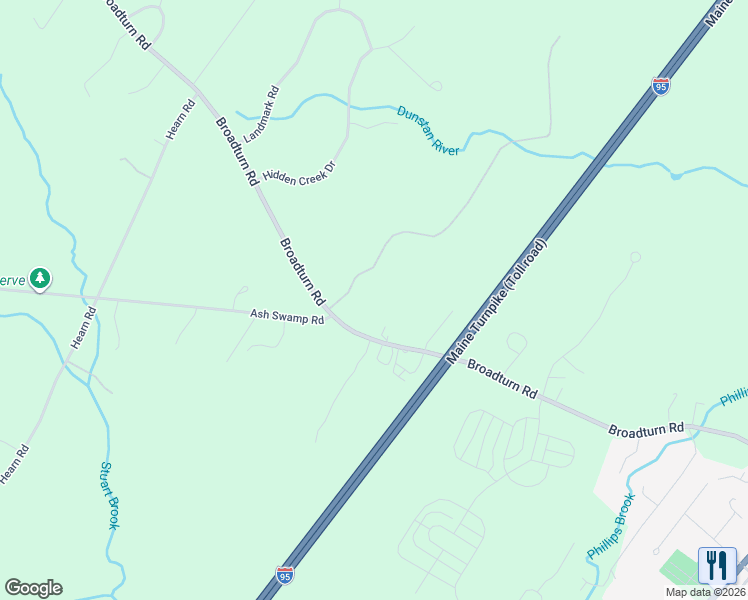 map of restaurants, bars, coffee shops, grocery stores, and more near 1 Cranberry Pines Road in Scarborough