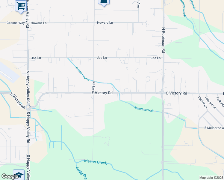 map of restaurants, bars, coffee shops, grocery stores, and more near 5716 East Victory Road in Nampa