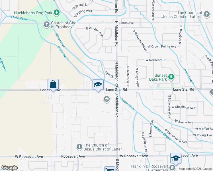 map of restaurants, bars, coffee shops, grocery stores, and more near 11086 West Lone Star Road in Nampa