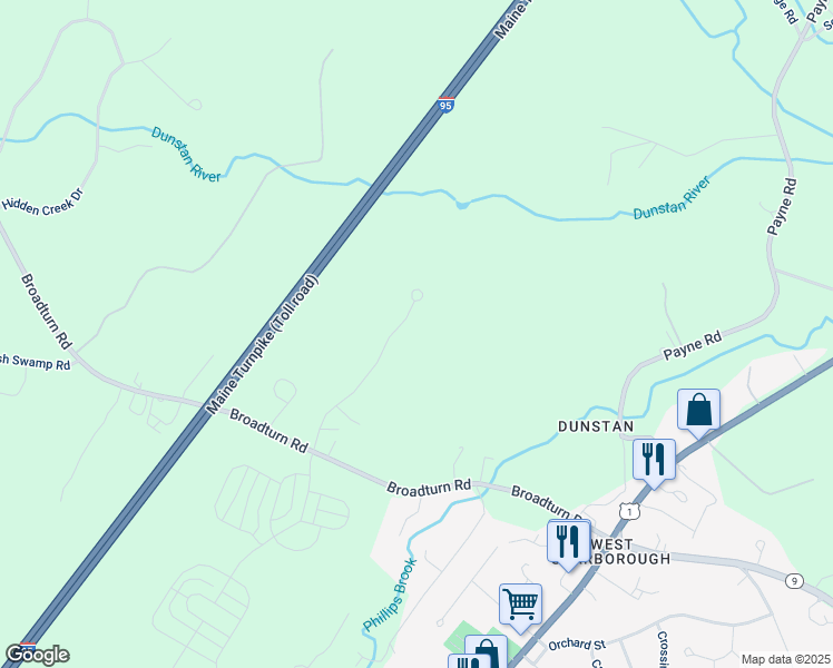map of restaurants, bars, coffee shops, grocery stores, and more near 15 Saratoga Lane in Scarborough