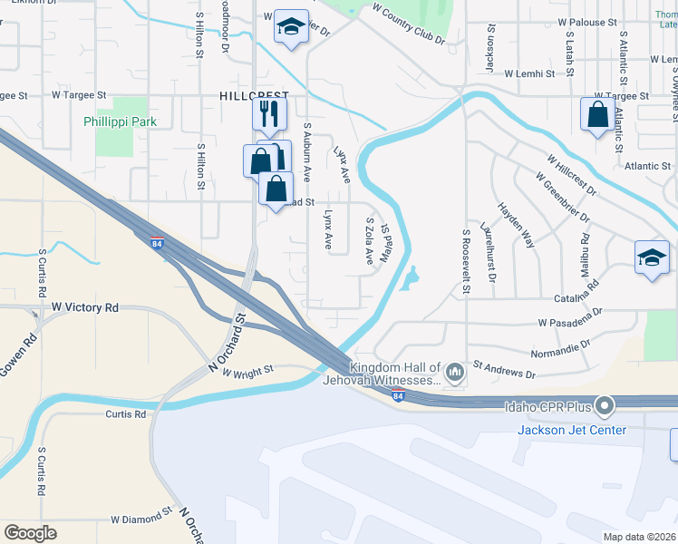 map of restaurants, bars, coffee shops, grocery stores, and more near 4688 South Garden Street in Boise