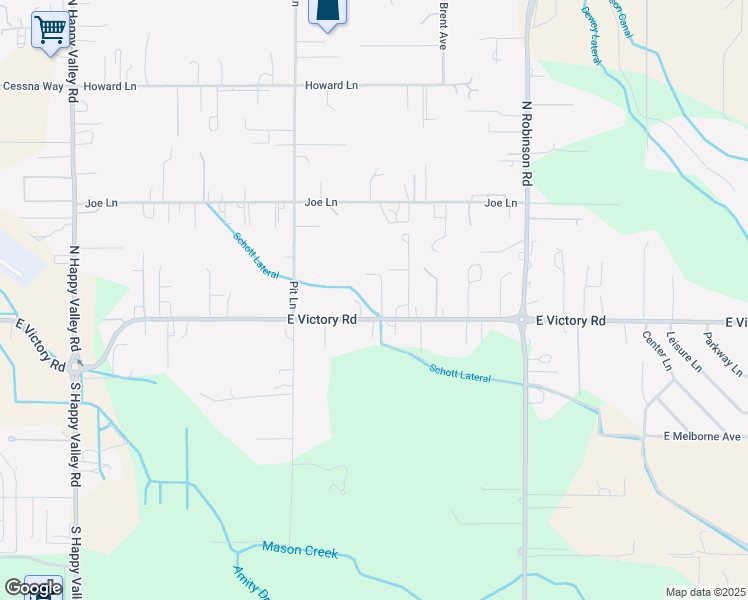map of restaurants, bars, coffee shops, grocery stores, and more near 5716 East Victory Road in Nampa