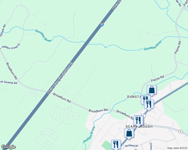 map of restaurants, bars, coffee shops, grocery stores, and more near 15 Saratoga Lane in Scarborough