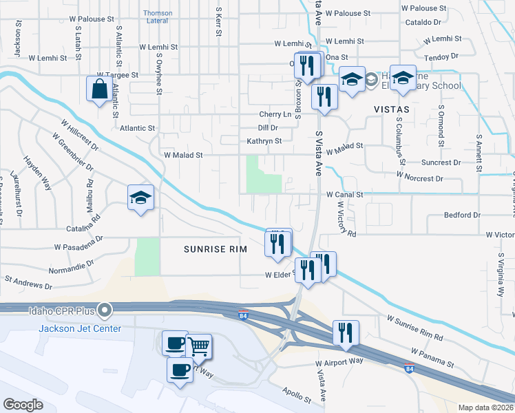 map of restaurants, bars, coffee shops, grocery stores, and more near 2867 South Abbs Lane in Boise
