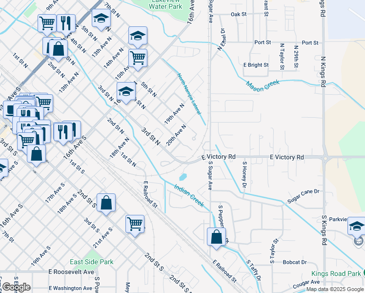 map of restaurants, bars, coffee shops, grocery stores, and more near 2103 4th Street North in Nampa