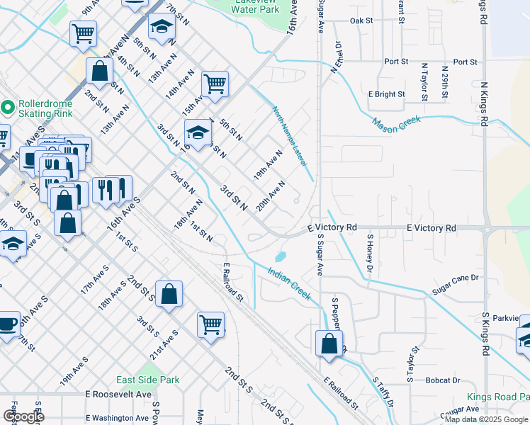 map of restaurants, bars, coffee shops, grocery stores, and more near 304 20th Avenue North in Nampa