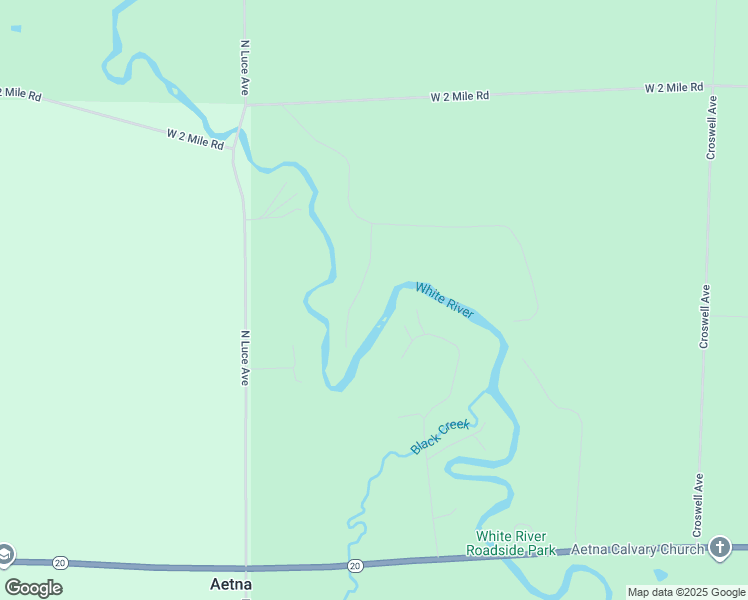 map of restaurants, bars, coffee shops, grocery stores, and more near 1258 Birch Drive in White Cloud