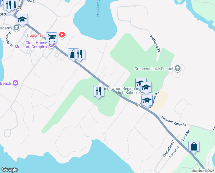map of restaurants, bars, coffee shops, grocery stores, and more near 404 South Main Street in Wolfeboro