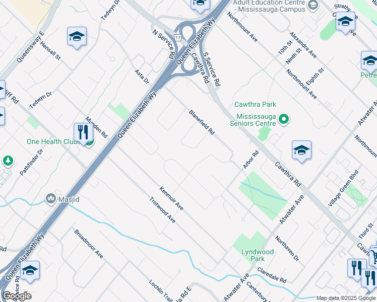 map of restaurants, bars, coffee shops, grocery stores, and more near 1520 Drymen Crescent in Mississauga