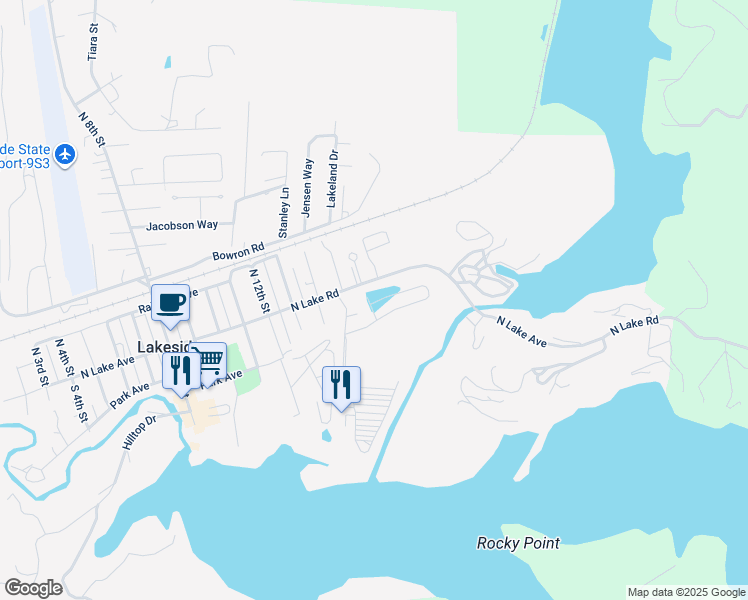 map of restaurants, bars, coffee shops, grocery stores, and more near 6 Creek Lane in Lakeside