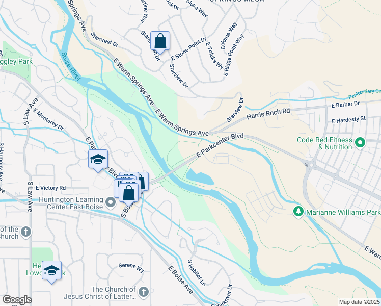 map of restaurants, bars, coffee shops, grocery stores, and more near 2964 East Parkcenter Boulevard in Boise