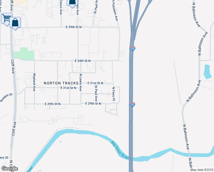 map of restaurants, bars, coffee shops, grocery stores, and more near 2108-2336 East 31st Street North in Sioux Falls