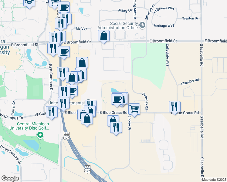 map of restaurants, bars, coffee shops, grocery stores, and more near 4340 Sterling Way in Mount Pleasant