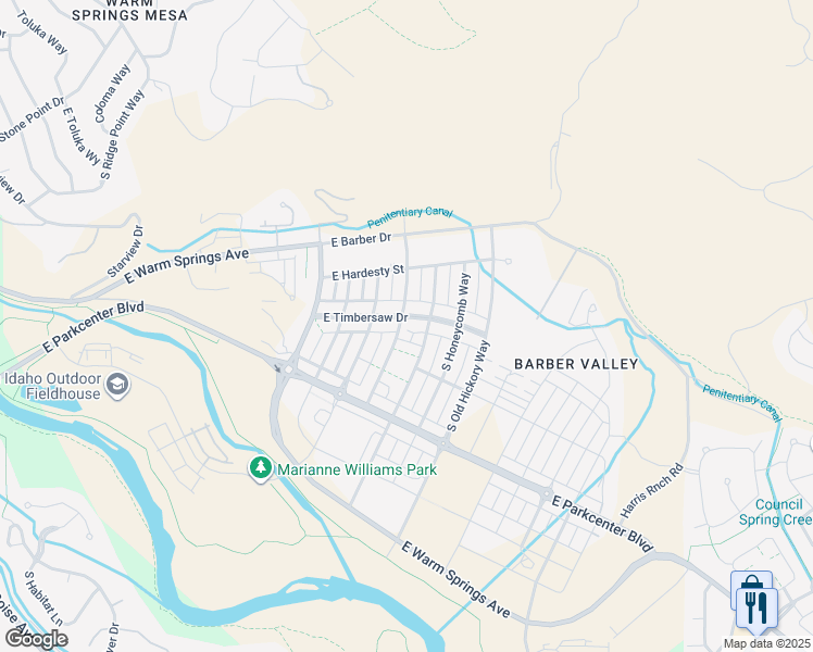 map of restaurants, bars, coffee shops, grocery stores, and more near 3954 East Timbersaw Drive in Boise