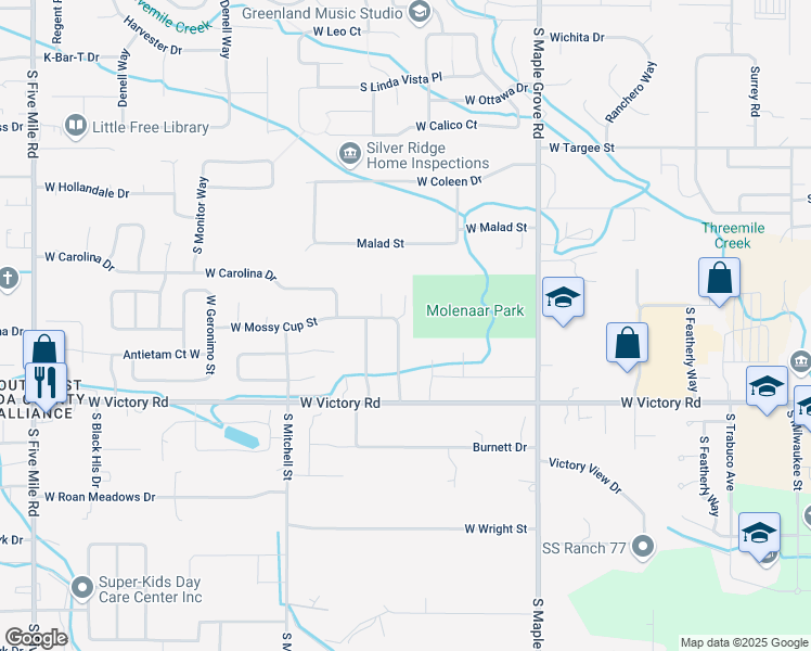 map of restaurants, bars, coffee shops, grocery stores, and more near 2770 Chinkapin Avenue in Boise