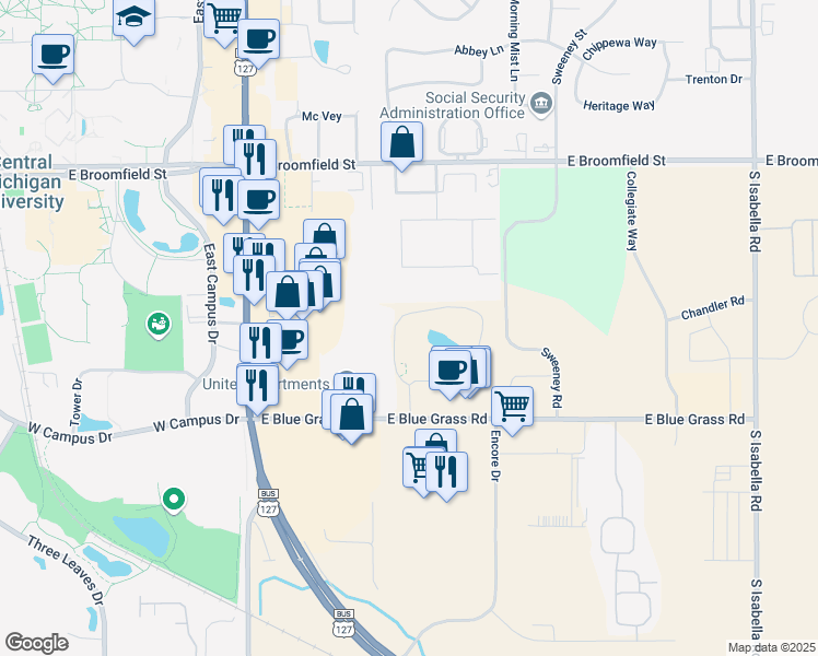 map of restaurants, bars, coffee shops, grocery stores, and more near 4340 Sterling Way in Mount Pleasant