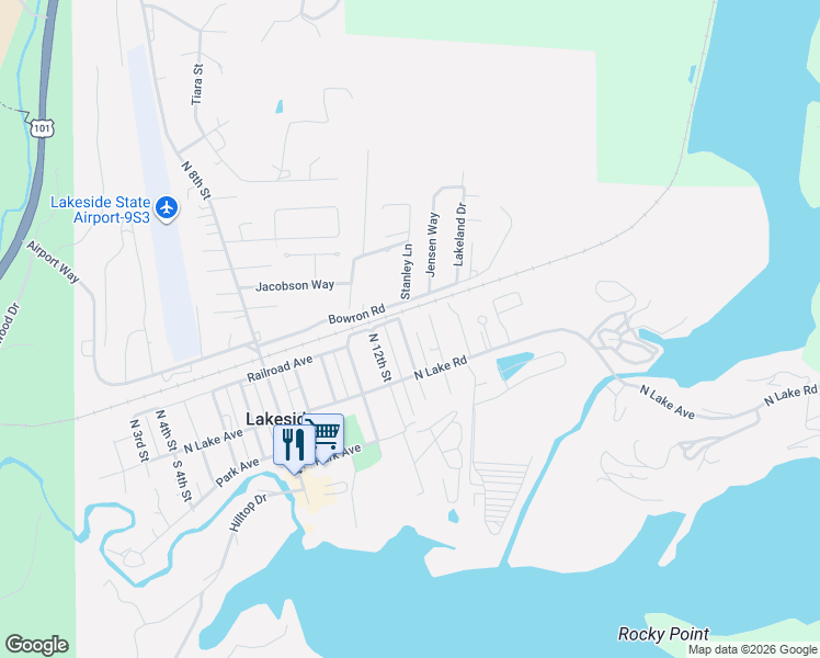 map of restaurants, bars, coffee shops, grocery stores, and more near 180 North 13th Street in Lakeside