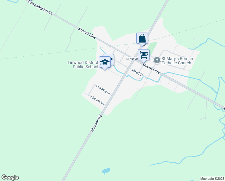 map of restaurants, bars, coffee shops, grocery stores, and more near 3650 Regional Road 5 in Wellesley