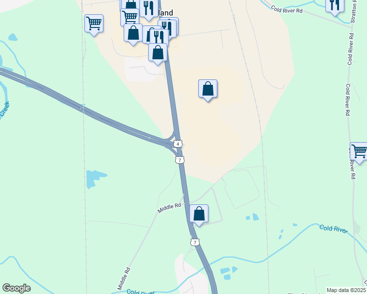 map of restaurants, bars, coffee shops, grocery stores, and more near 2 Diamond Run Mall Place in Rutland