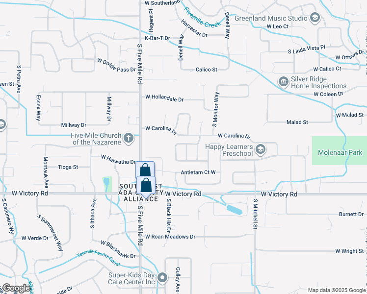 map of restaurants, bars, coffee shops, grocery stores, and more near 2788 South Culpeper Avenue in Boise