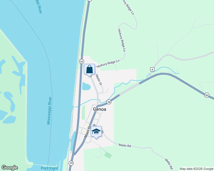 map of restaurants, bars, coffee shops, grocery stores, and more near 121 Malin Street in Genoa