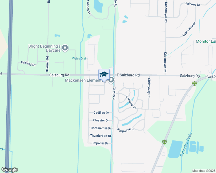 map of restaurants, bars, coffee shops, grocery stores, and more near 5535 Dennis Drive in Bay City