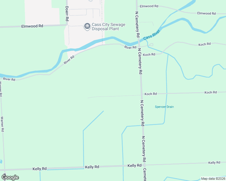 map of restaurants, bars, coffee shops, grocery stores, and more near 6399 Koch Road in Cass City