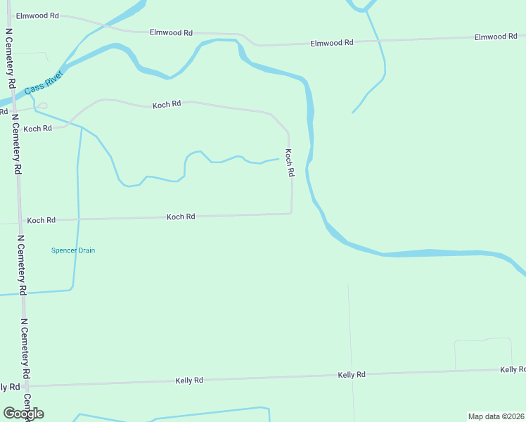 map of restaurants, bars, coffee shops, grocery stores, and more near 6645 Koch Road in Cass City