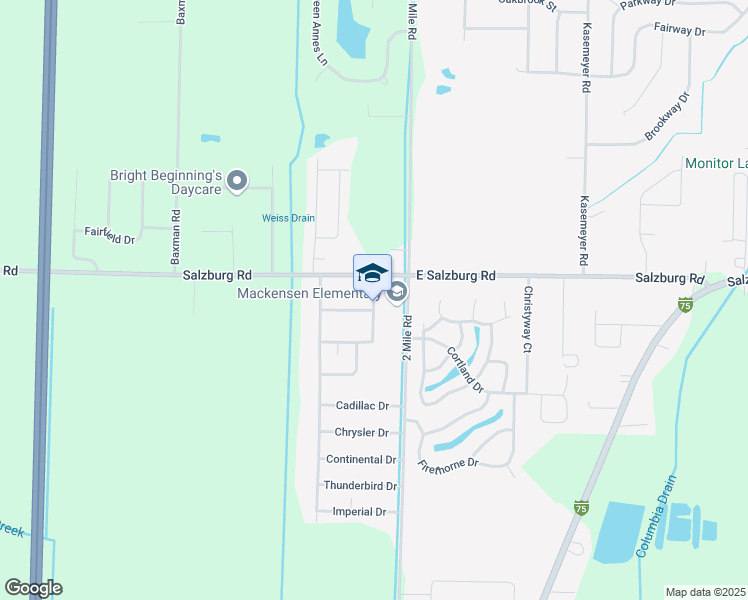 map of restaurants, bars, coffee shops, grocery stores, and more near 5535 Dennis Drive in Bay City