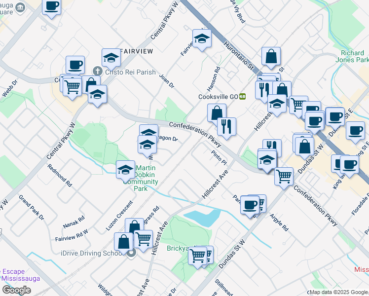 map of restaurants, bars, coffee shops, grocery stores, and more near 228 Lech Walesa Drive in Mississauga