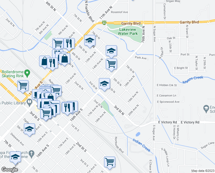 map of restaurants, bars, coffee shops, grocery stores, and more near 1611 4th Street North in Nampa
