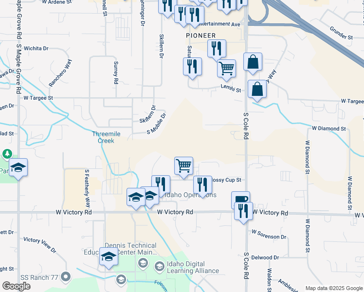 map of restaurants, bars, coffee shops, grocery stores, and more near in Boise