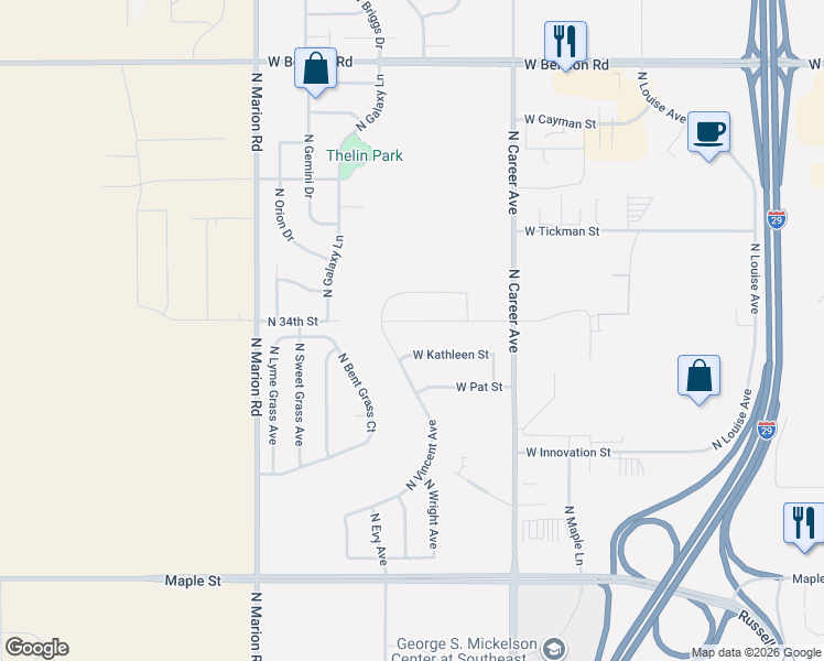 map of restaurants, bars, coffee shops, grocery stores, and more near 4304 W Kathleen St in Sioux Falls
