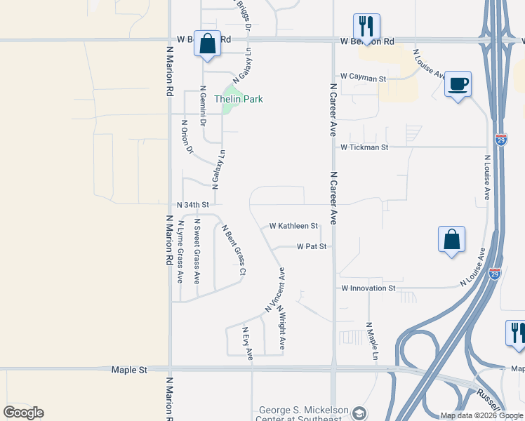 map of restaurants, bars, coffee shops, grocery stores, and more near 2618 North Vincent Avenue in Sioux Falls