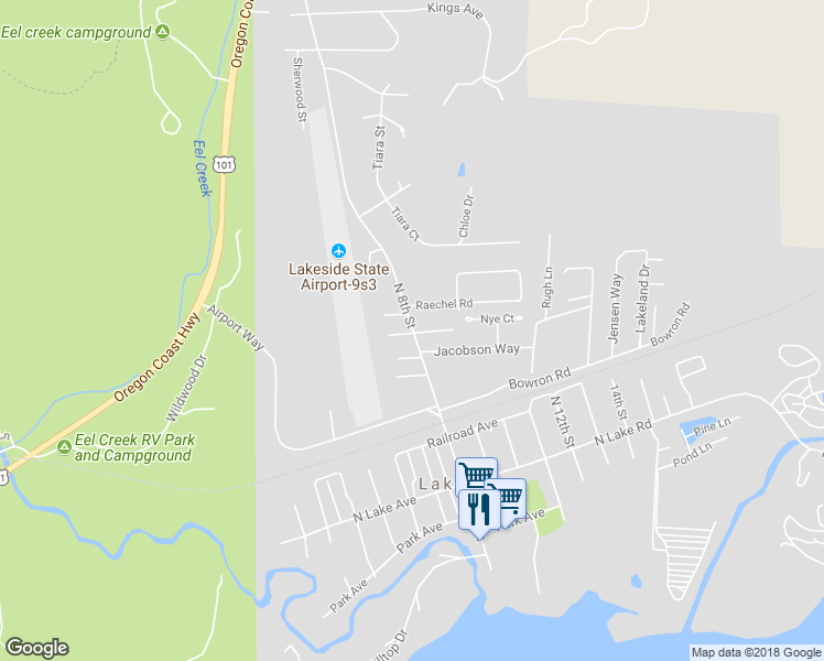 map of restaurants, bars, coffee shops, grocery stores, and more near 357 North 8th Street in Lakeside