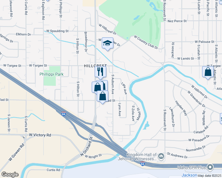 map of restaurants, bars, coffee shops, grocery stores, and more near 2415 South Pond Street in Boise