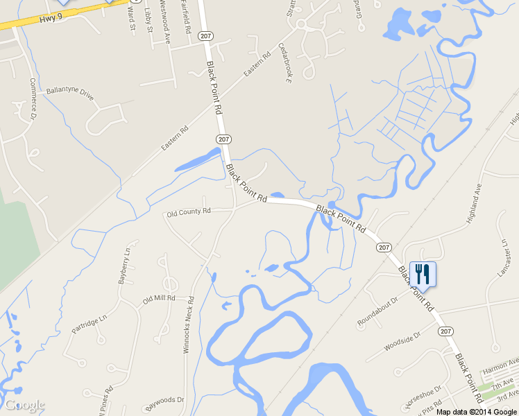 map of restaurants, bars, coffee shops, grocery stores, and more near 4 Old County Road in Scarborough