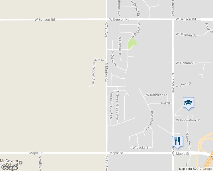 map of restaurants, bars, coffee shops, grocery stores, and more near North Marion Road in Sioux Falls