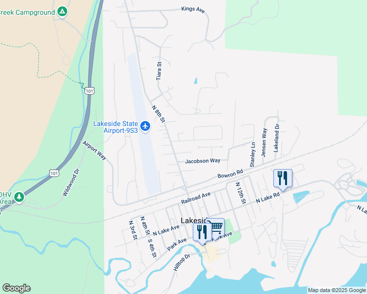 map of restaurants, bars, coffee shops, grocery stores, and more near 850 Raechel Road in Lakeside