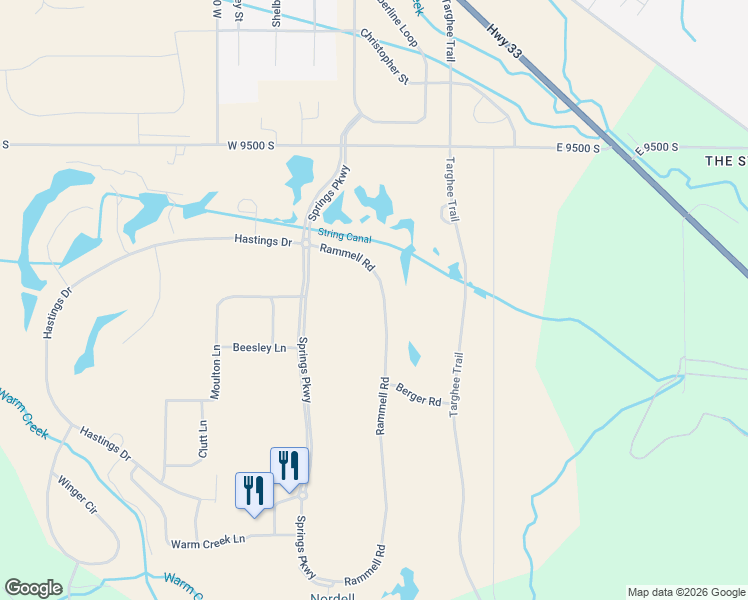 map of restaurants, bars, coffee shops, grocery stores, and more near 14 Rammell Road in Victor