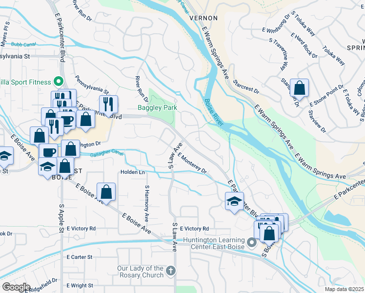 map of restaurants, bars, coffee shops, grocery stores, and more near in Boise